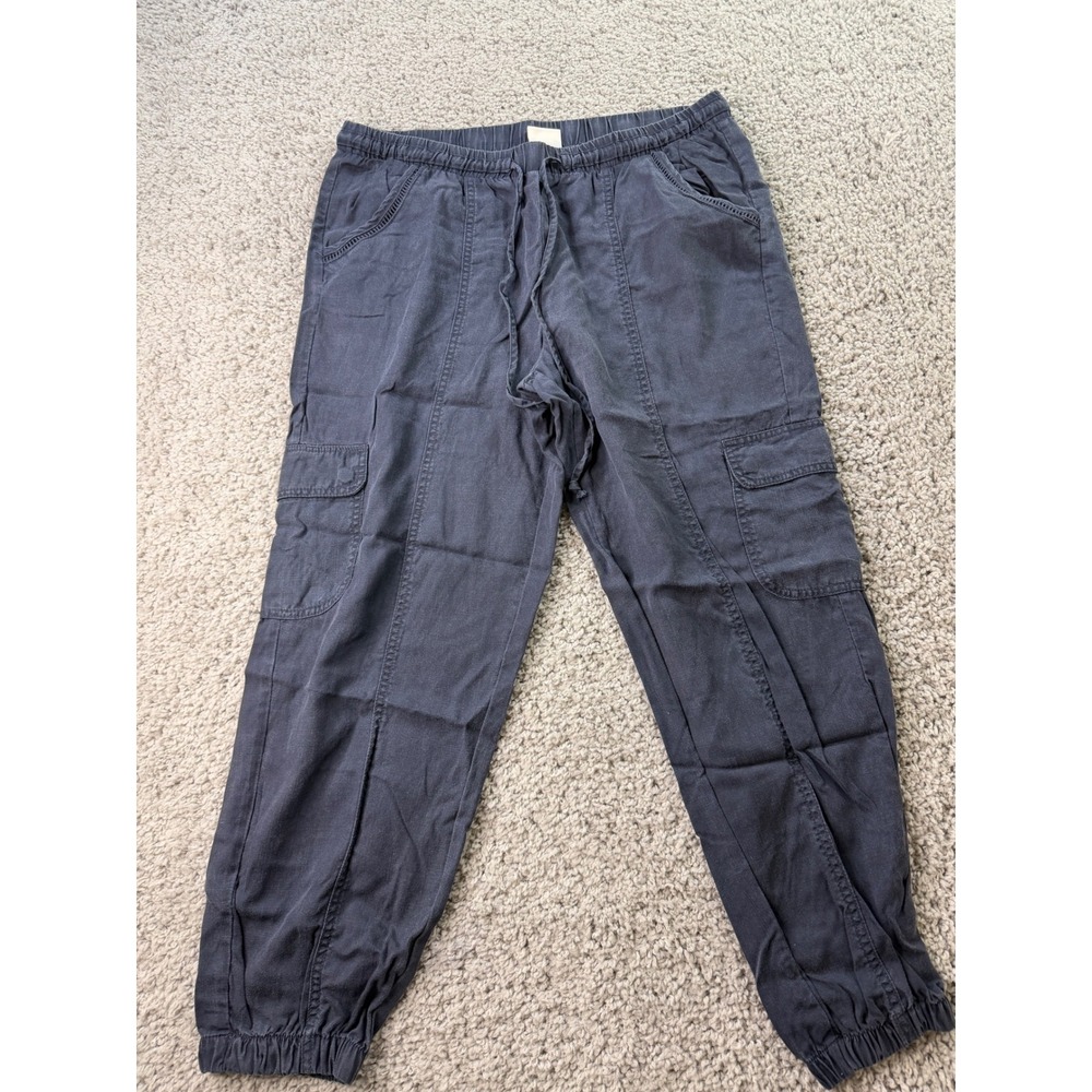 Knox Rose Women Navy Blue Cargo Jogger Pants Elastic Waist Drawstring Size Le